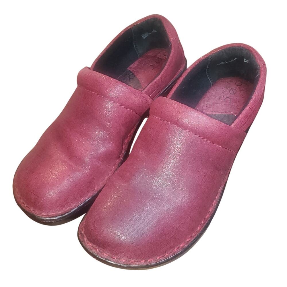 BOC Born Concepts Peggy Women’s Subtle Red Glitter Leather Clogs 8M Comfort